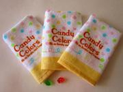 外贸原单candycolors纯棉，割绒方巾彩色波点