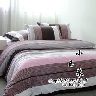限时秒杀 纯棉条格印花四件套 床上用品 品味