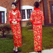 冬款夹棉旗袍 2012新款婚纱礼服旗袍裙 改良新娘旗袍复古旗袍2191