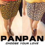 【PANPAN】QZ-024 彩色豹点针织棉拉链包臀短裙 4色