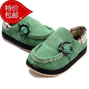  包邮 正品男童单鞋 传统布鞋 绿色牛绒皮童鞋 韩版休闲儿童鞋新款