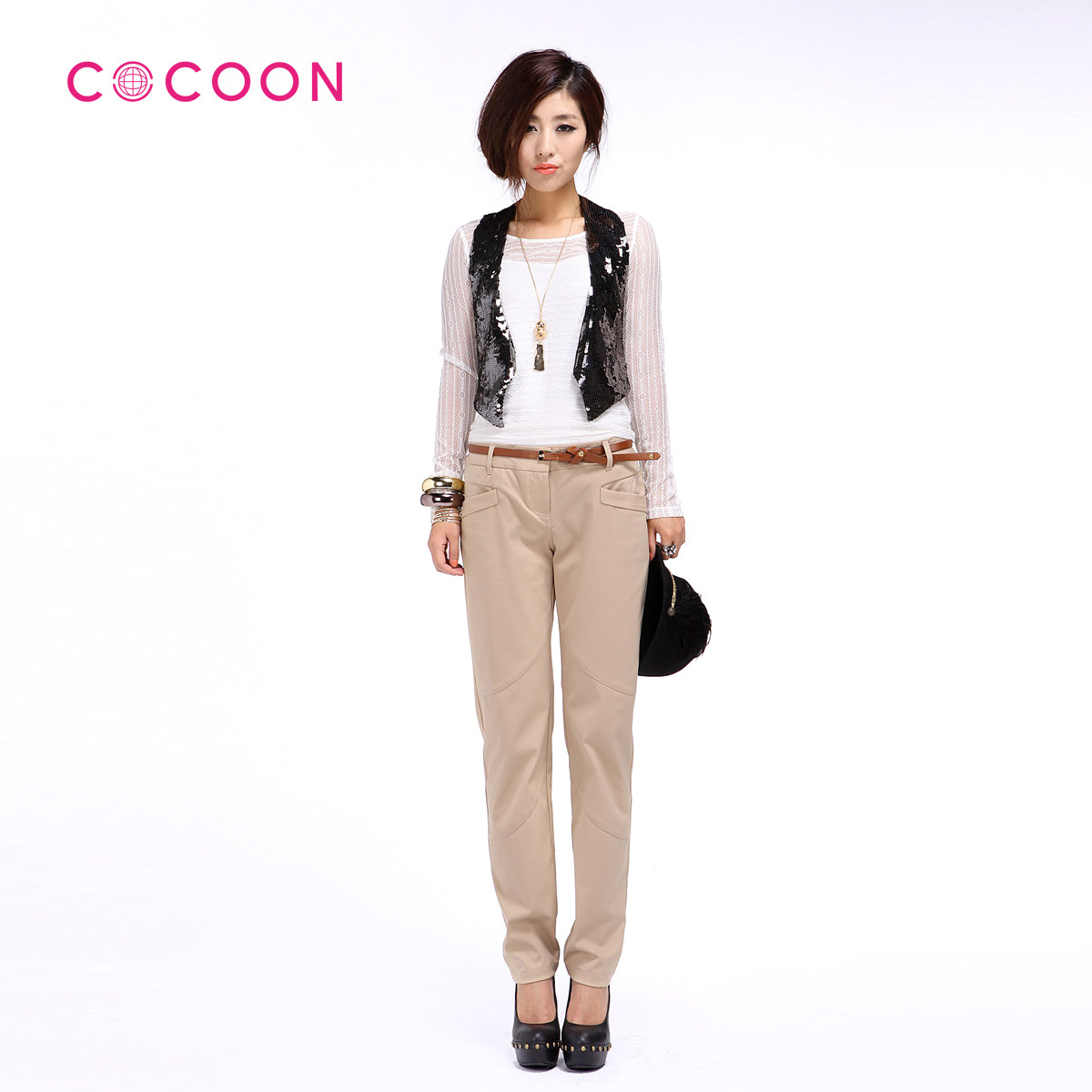 COCOON可可尼新品显瘦透气休闲长裤女款211108012原价878