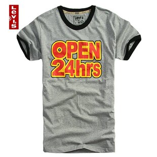 LEVI'S LEVIS 李维斯 OPEN 24hrs字母 短TEE 短袖T恤 灰