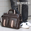 City系列 BINGER宾格09冬款 男包公文包电脑包 棕色水染牛皮