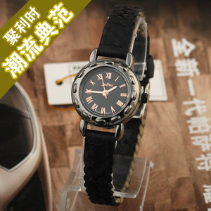 julius 聚利时 潮流 OL+可爱 复古编织手表 正品女表 神秘黑