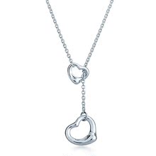 Joyería Tiffany plata de ley 925 doblez de corazón en forma de corazón collar colgando los hombres y las parejas de mujeres