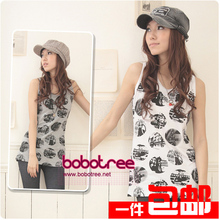 ╭＊bobotree大码女装＊╯【1273】潮人单品！纯棉印花大码背心