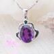 天使泪925银天然紫水晶项坠 媚妮饰品