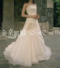 相约到永久小拖尾新娘婚纱,高档结婚典礼婚纱,时尚简约婚纱