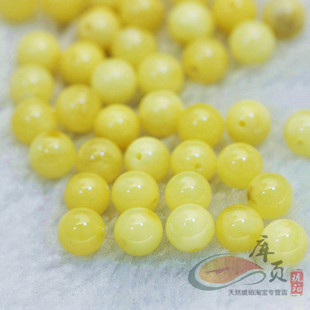  天然琥珀蜜蜡圆珠/散珠 6mm黄蜜配珠DIY宝石配珠 保真 特价促销
