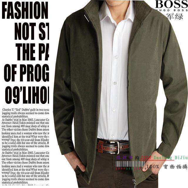 品牌男装_非凡品质 火爆特价Hugo Boss男士休闲立领夹克外套!军绿