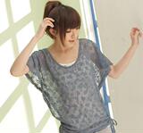 满100包邮清新网纱+宽松纯棉碎花吊带内衬#两件套T恤F1709