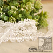 漂白玫瑰蕾丝镶珠花边，12mm华美宫廷花边日本进口布艺专用装饰带