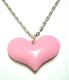 韩国热卖 心心项链毛衣链 粉色