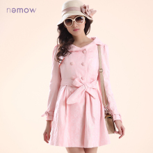 Nemow南梦2012新款春装女装翻领双排扣长袖淑女提花风衣A1E028