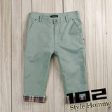 Style Homme韩国热卖 时尚彩格卷边大档休闲中裤K71