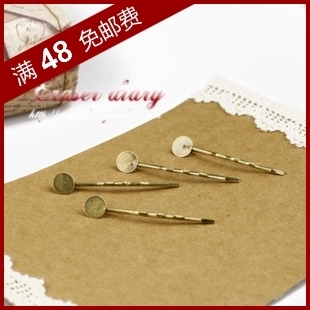  DIY饰品材料配件 45mm 古铜色 复古 贴片式发夹底托/个