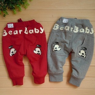  婴儿童针织裤男童大屁屁裤全棉新款女童哈伦裤宝宝PP裤冬装夹绒裤