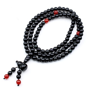  开光天然水晶彩虹眼黑曜石108颗佛珠手链貔貅男女包邮