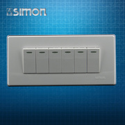 西蒙118型插座面板51A带银边系列120六开单控六位单联6开开关墙壁