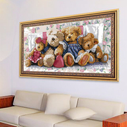 法国dmc十字绣精准印花卧室卡通动物野外小熊，小熊一家