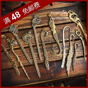  DIY饰品材料配件 古铜色 复古双面花纹 书签 发簪