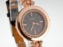 GOGO elegantes relojes diamante negro, Moda Cinturón Ladies Watch