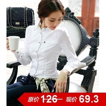 2012春装 新款女装 修身女衬衫 长袖收腰纯棉欧美上衣衬衣 020
