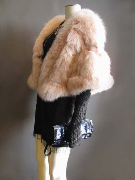 特 奢华<em>皮草</em> 优质獭兔毛层叠条纹加长<em>马夹</em> 配胸