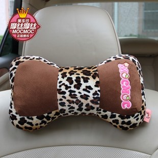 摩丝娃娃豹纹卡通汽车骨头枕车用靠枕车枕护颈枕头枕车饰套装