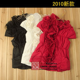 特价！欧美2010秋 新款唯美立体花朵短袖棉质薄款短袖<span class=H>棉衣</span>171-45