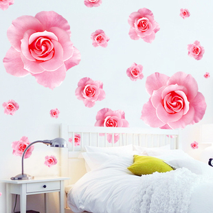 客厅电视背景墙卧室床头少女心网红房间装饰墙纸，贴画玫瑰花墙贴纸