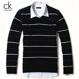 三皇冠特价 09秋冬Calvin klein（<span class=H>CK</span>）条纹小V领毛衣 三色可选 黑