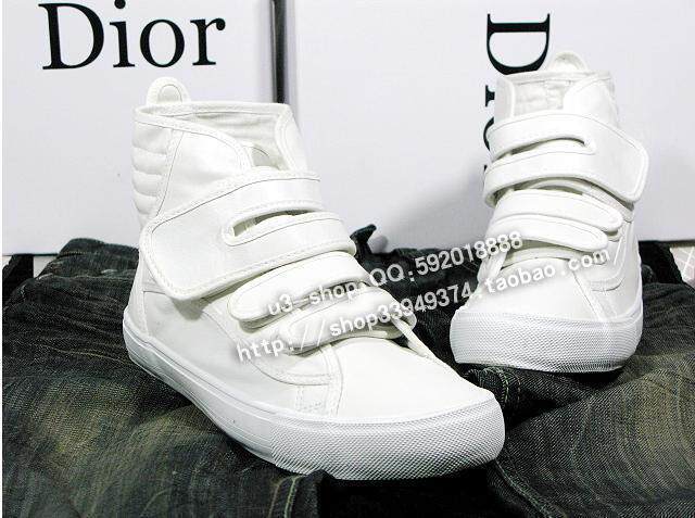 JQ-Shop 09鞋★ DIOR HOMME/迪奥 英伦风魔术粘高帮男鞋休闲鞋