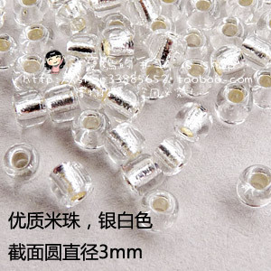  B-国产米珠-银白色 DIY手工串珠配件辅料 丝带批发 超亮哦~