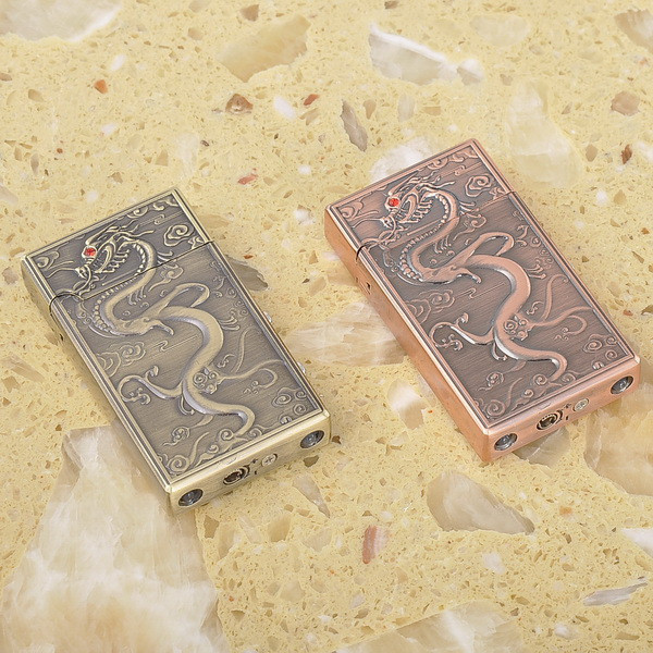 美高 气体打火机 龙图 创意个性 朗声带双灯 充气防风绿火苗 礼物