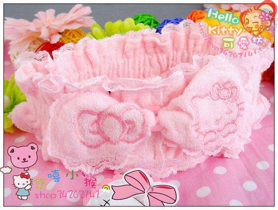 Hello Kitty 刺绣蝴蝶结蕾丝边束发带 洗脸 化妆必备
