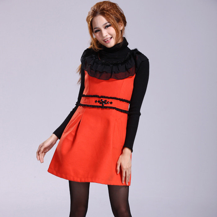特价 2012春装新款韩版女装 <span class=H>蔓露卡</span>高腰圆领中长款无袖背心连衣裙