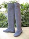 流行款 平跟纯牛皮女靴 反毛皮订做高筒修腿灰
