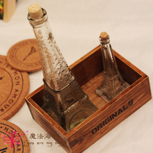 实拍大小号 zakka杂货 埃菲尔铁塔玻璃瓶带木塞/许愿瓶/拍摄道具