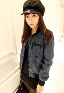  森森家 新款春装外套 韩版复古绣花长袖牛仔外套 女 短款夹克