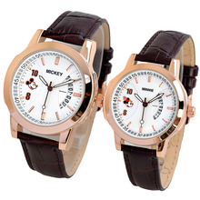 正品<span class=H>迪士尼</span><span class=H>情侣</span><span class=H>手表</span> 韩国时尚个性时装表一对 皮带石英表米奇对表