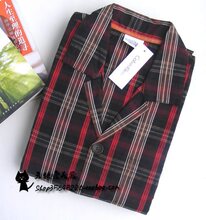 CK限量秋款 纯棉布 男士睡衣家居服套装 红 咖啡 格子