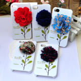Apple love crazy decals iphone4 and 4s General protective sleeve affixed fabric flower cellphone cases