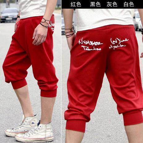 臀部印花个性字母10男士七分运动裤 七分裤男 7分裤男中裤 韩版