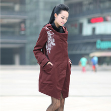 2012新款正品印花<span class=H>连帽</span>宽松大码长袖单排扣显瘦长款风衣