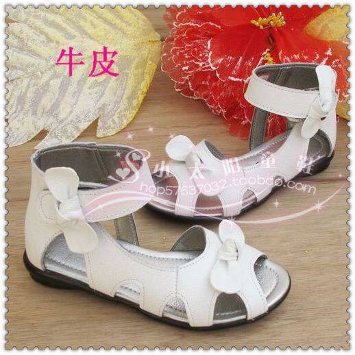 2010最新款个性可爱童鞋公主罗马牛皮凉鞋 真皮凉鞋26 36白色