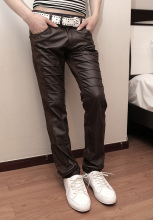 2012春季新款潮男百搭修身男士皮裤韩版皮裤男时尚休闲皮裤长裤