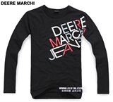 【5151m】DEERE MARCHI 极品莱卡印花修身弹性长袖T恤 DM103黑