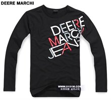 【5151m】DEERE MARCHI 极品莱卡印花修身弹性长袖T恤 DM103黑